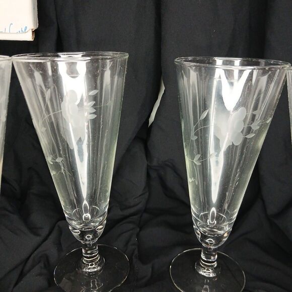 Princess House Heritage #442 Crystal Pilsner Drinking Glasses Set of 4 Barware - Picture 2 of 6